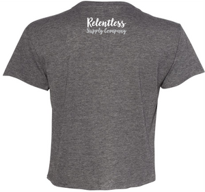 Womens Crop Top Cursive in Charcoal