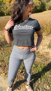 Womens Crop Top Cursive in Charcoal